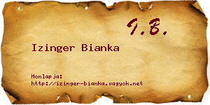 Izinger Bianka névjegykártya